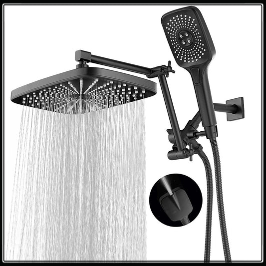 Juno Commercial Wall Mount Black Adjustable Shower Set With Hand Shower