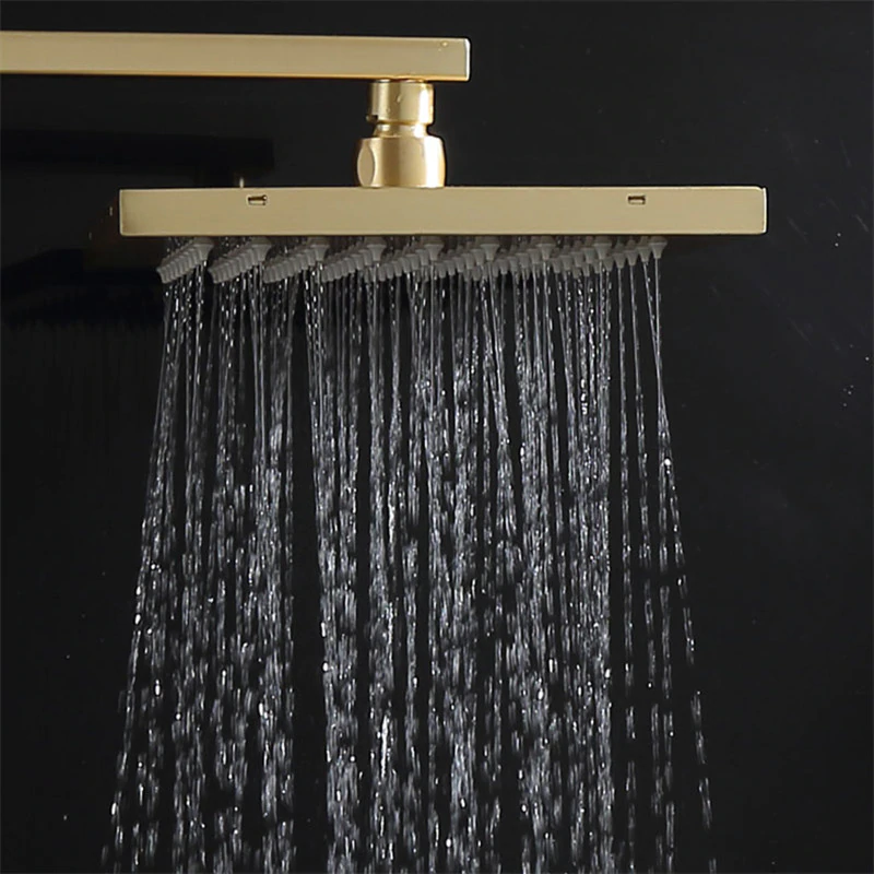 Juno Luxury Brushed Gold Wall Shower Mixer & Handheld Shower