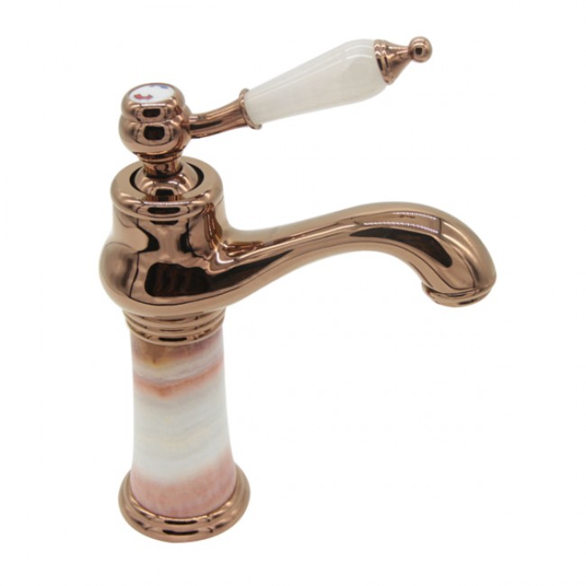 Luxury Deck Mounted Single Hole Gold Plated White Marble Faucet 4