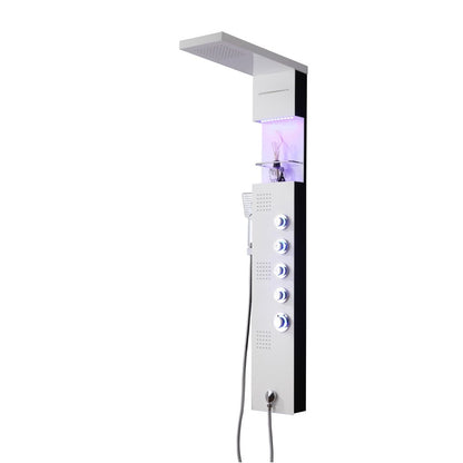 Luxury Design Stainless Steel Brushed Nickle LED Massage Shower Panel