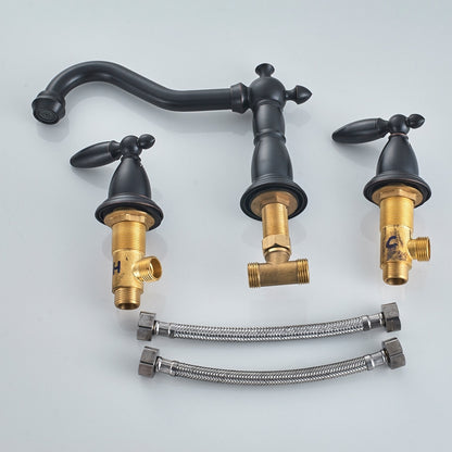 Luxury Dual Handle Deck Mounted Long Neck Bathroom Faucet