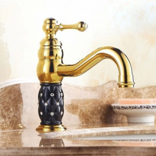 Luxury Gold Finish Bathroom Vessel Sink Faucet