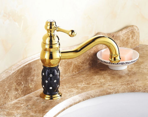 Luxury Gold Finish Bathroom Vessel Sink Faucet