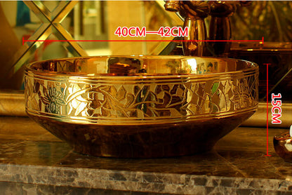 Luxury Lumia Golden Cut Porcelain Countertop Semi Counter Sink Washbasin