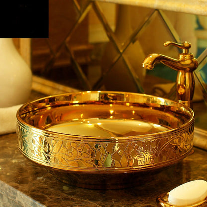 Luxury Lumia Golden Cut Porcelain Countertop Semi Counter Sink Washbasin