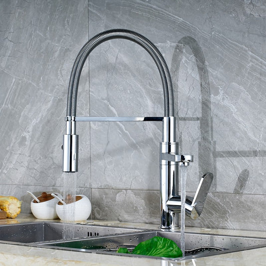 Luxury Kitchen Dual Faucet Chrome Finish Single Lever Deck Mount with Soap Dispenser