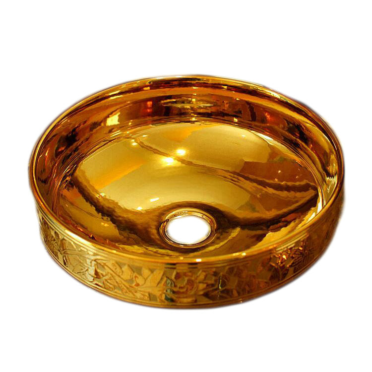 Luxury Lumia Golden Cut Porcelain Countertop Semi Counter Sink Washbasin