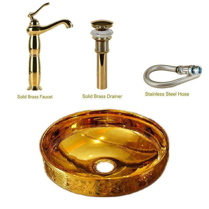 Luxury Lumia Golden Cut Porcelain Countertop Semi Counter Sink Washbasin