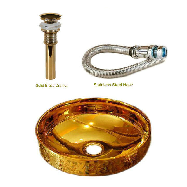 Luxury Lumia Golden Cut Porcelain Countertop Semi Counter Sink Washbasin