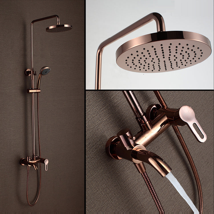 Juno Smart Round Gold Wall Mount Bathroom Shower Head with Hand Held Shower