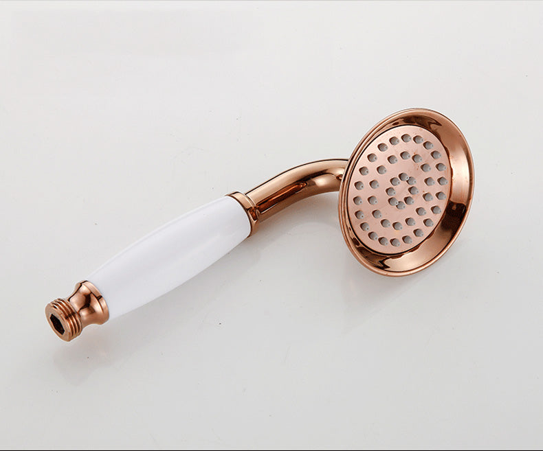 Luxury Rose Gold Exposed Rain Shower Head Set Wall Mount