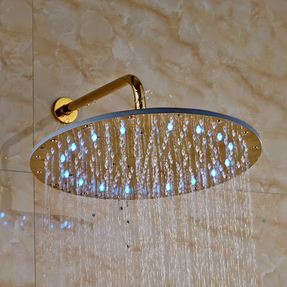 Luxury Round Gold Finish Wall Mounted LED Shower Head