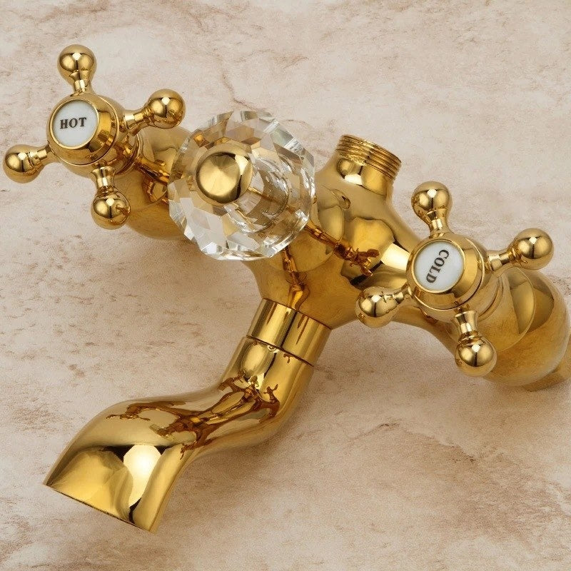 Luxury Wall Mounted Gold Finish Bathroom Rain Shower with Handheld Shower