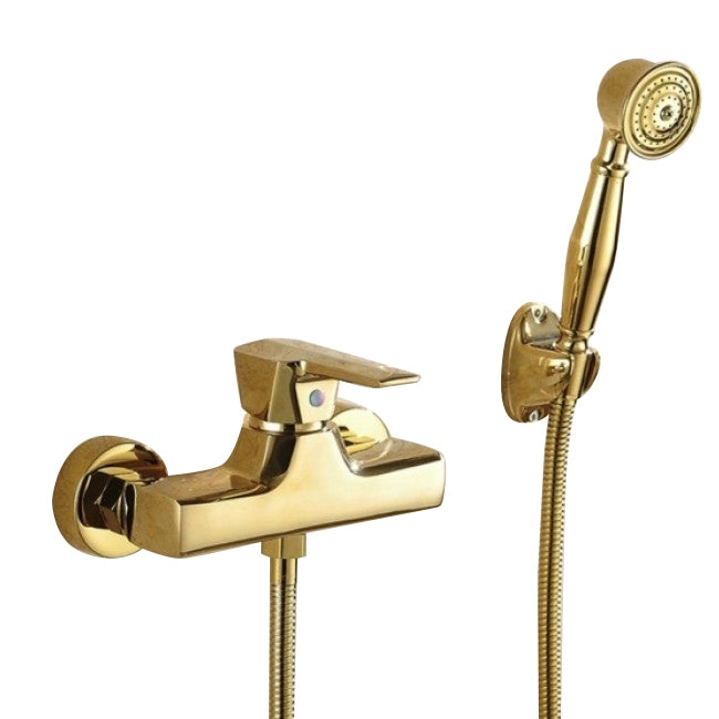 Juno Gold Single Handle Wall Mount Bathroom Mixer Shower Head
