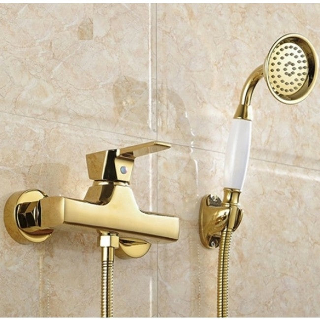 Juno Gold Single Handle Wall Mount Bathroom Mixer Shower Head