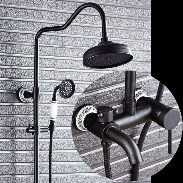 Juno 8" Oil Rubbed Bronze Rain Shower Systems with Handheld Shower