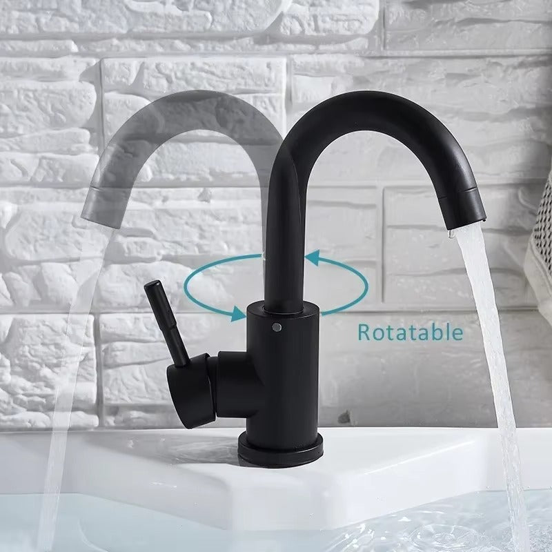 Stainless Steel Hot and Cold Deck Mounted Single Handle Bathroom Faucets