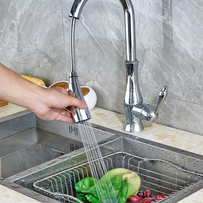 Juno Marina Pull-Out Kitchen Faucet Chrome Finish Single Handle with 220ml Soap Dispenser Kitchen Mixer Faucet