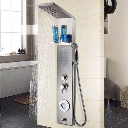 Massage Jet Bathroom Shower Panel System in Stainless Steel