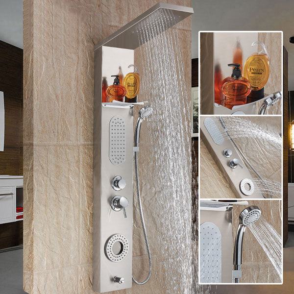 Massage Jet Bathroom Shower Panel System in Stainless Steel