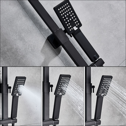 Juno Rotatable Matte Black Wall Shower Faucet & Rain Shower Mixer With Handheld Shower