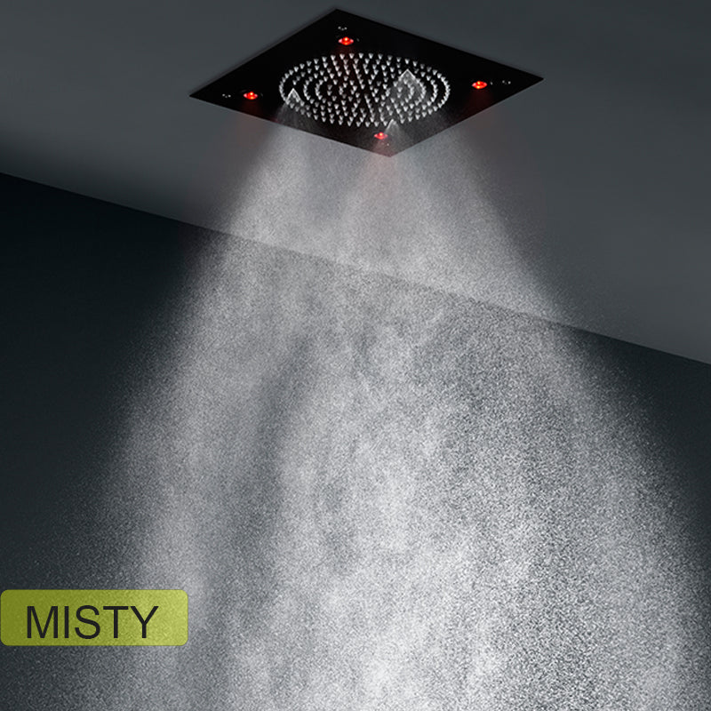 Juno New Matte Black Shower Head Ceiling Mount With LED Lights