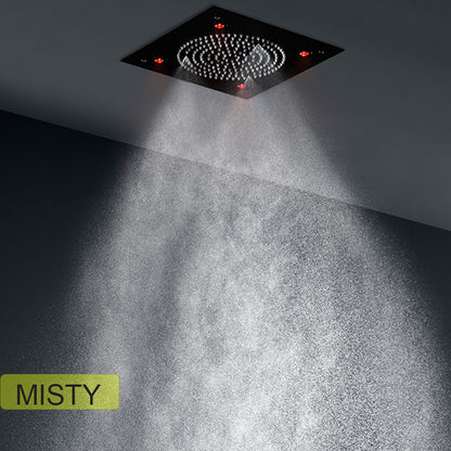 Juno New Matte Black Shower Head Ceiling Mount With LED Lights