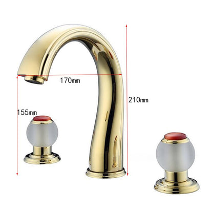 Juno Hook Faucet Polished Gold Deck Mount With Two Crystal mixer