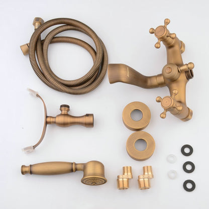 Juno Milan Wall Mounted Double Handle Bathtub Faucet with Handshower