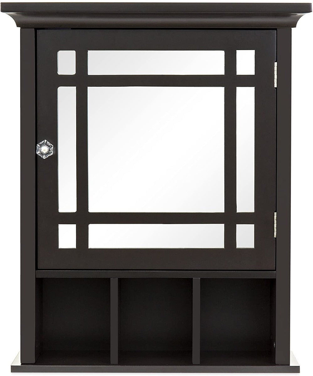 Coffee Color Mirrored Wall Mount Bathroom Storage Cabinet