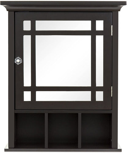 Coffee Color Mirrored Wall Mount Bathroom Storage Cabinet