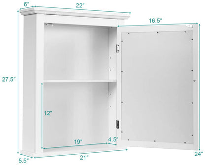 Wall Mount White Medicine Cabinet - Mirrored Bathroom Wall Mounted Medicine Cabinet