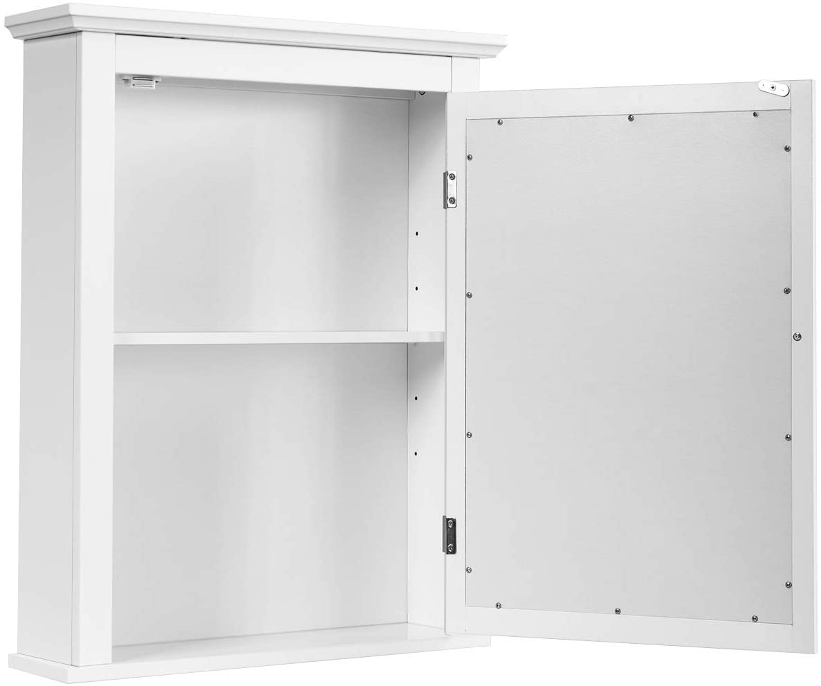 Wall Mount White Medicine Cabinet - Mirrored Bathroom Wall Mounted Medicine Cabinet