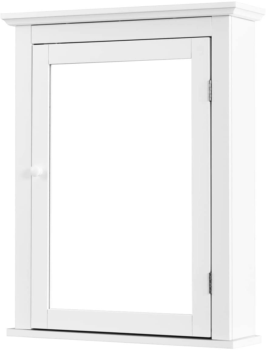 Wall Mount White Medicine Cabinet - Mirrored Bathroom Wall Mounted Medicine Cabinet