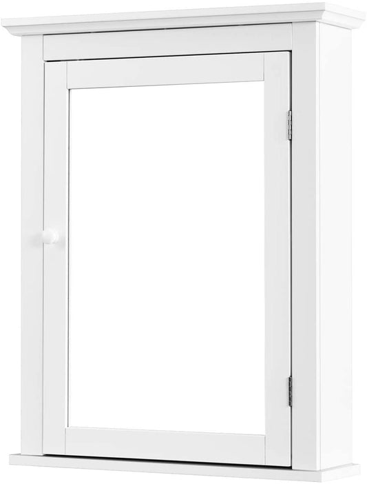 Wall Mount White Medicine Cabinet - Mirrored Bathroom Wall Mounted Medicine Cabinet