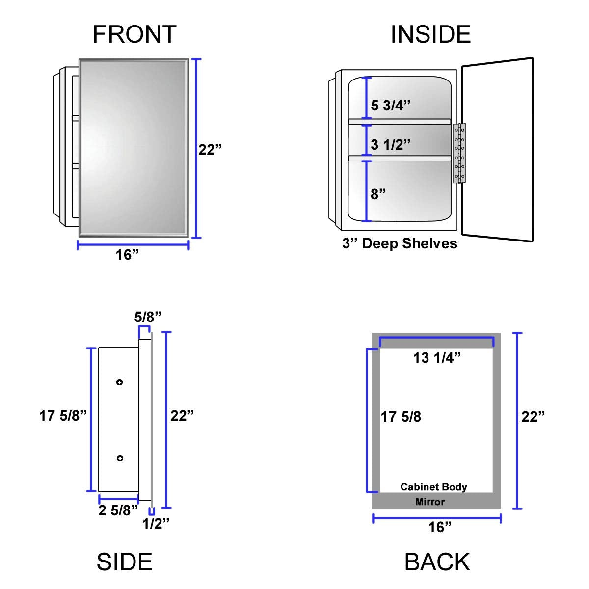 Mirrors Recessed Framed Mirror Bright Steel Medicine Cabinet
