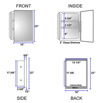 Mirrors Recessed Framed Mirror Bright Steel Medicine Cabinet