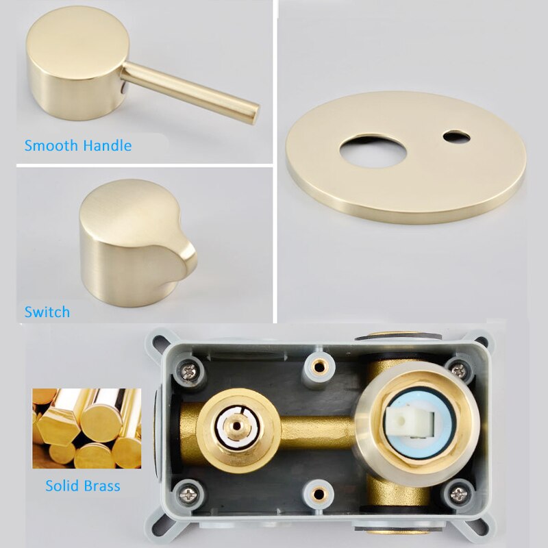 Juno 360 Rotation Gold Finish Shower Faucet & Handheld Bathtub Shower System