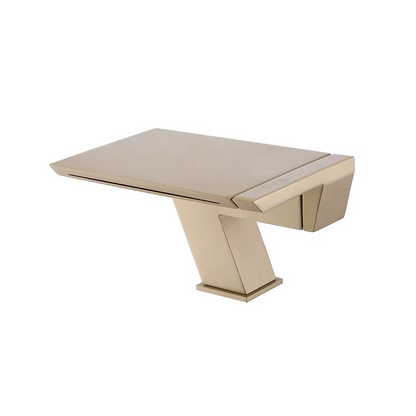 Juno Single-Hole Brushed Gold Finish Bathroom Basin Faucets Creative Waterfall Design for Hot Cold Water