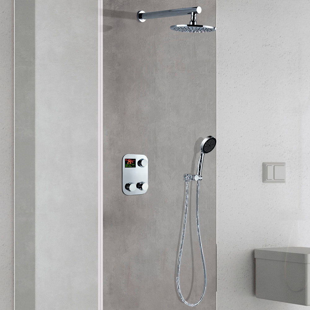 Modern Bathroom Display Wall Mount Brass Chrome Finish Round Shower Head Set