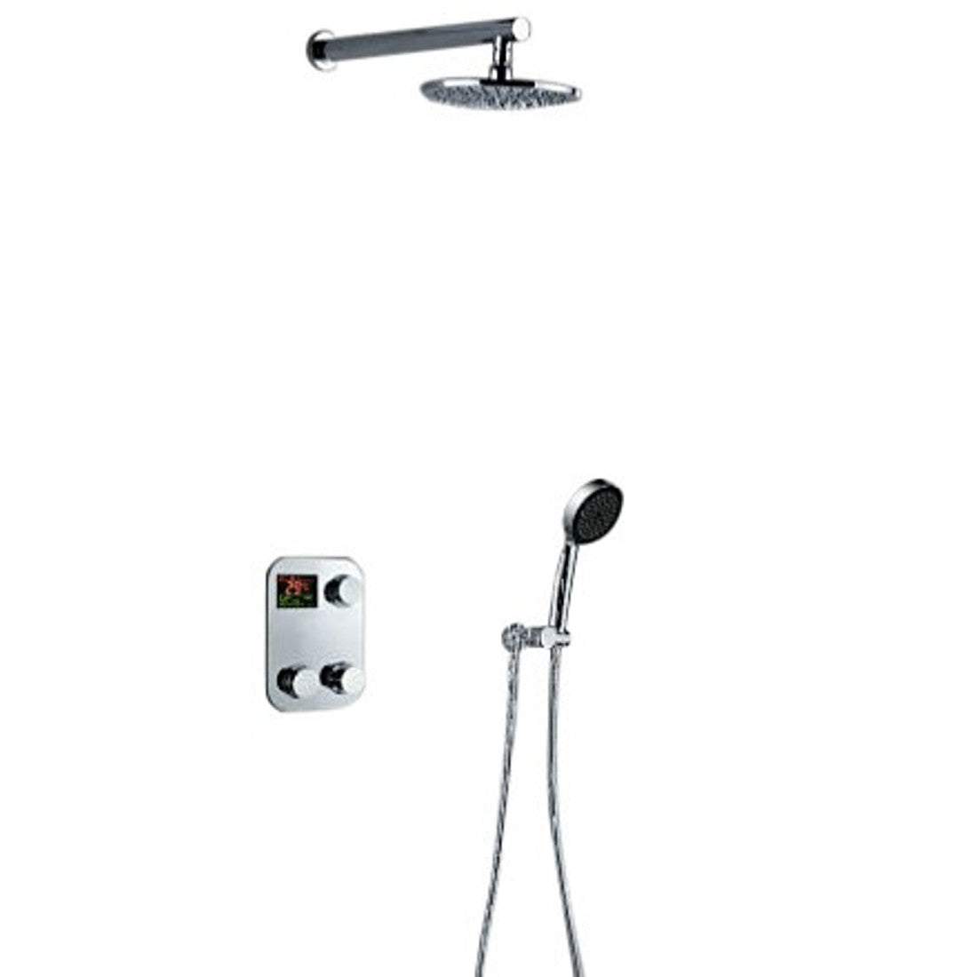 Modern Bathroom Display Wall Mount Brass Chrome Finish Round Shower Head Set