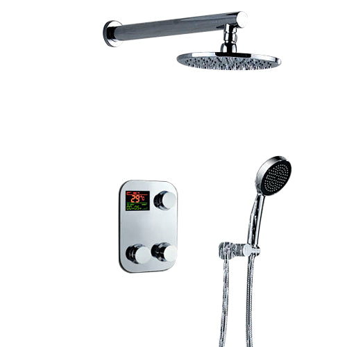 Juno Digital Display Wall Mount Round Shower Head Set