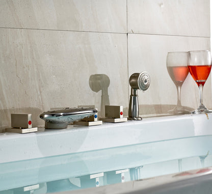 Modern Brushed Nickel Bathtub Faucet Three Handles