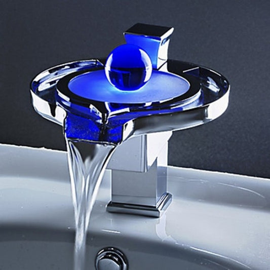 Modern New Design LED Bathroom Basin Sink Mixer Tap Chrome Finished Faucet Basin Vessel Mixer 