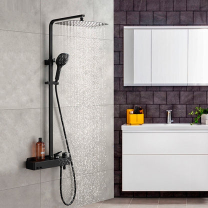 Modern Rainfall Matte Black Wall Mount Rectangle Shower Head Set
