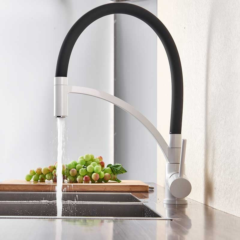 Multi-Color Black Pipe Pull-Down Single Handle Kitchen Sink Faucet