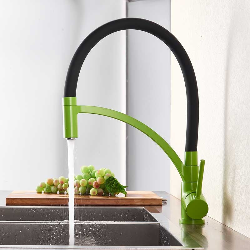 Multi-Color Black Pipe Pull-Down Single Handle Kitchen Sink Faucet