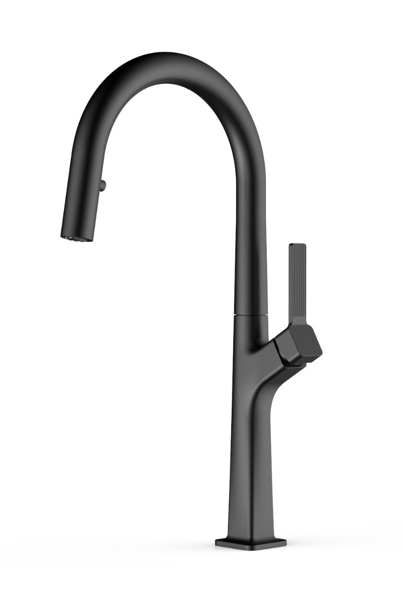 Juno Commercial Black Deck Mounted Single Handle Pull Out Kitchen Faucet