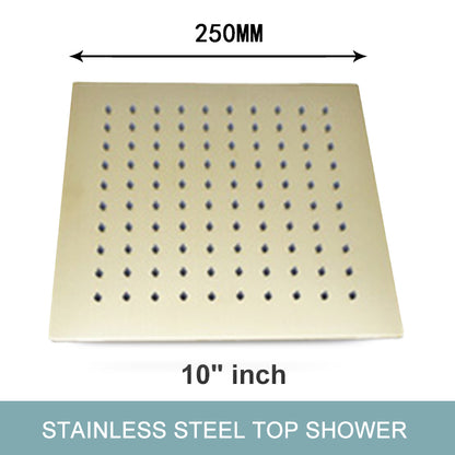 Juno Commercials Ceiling & Wall Mount Brushed Gold Luxury Shower Head & Arm