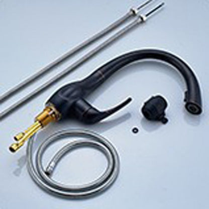 Natalie Bronze Kitchen Sink Faucet Deck Mounted Single Handle Swivel Water Outlet Pull Out Spout